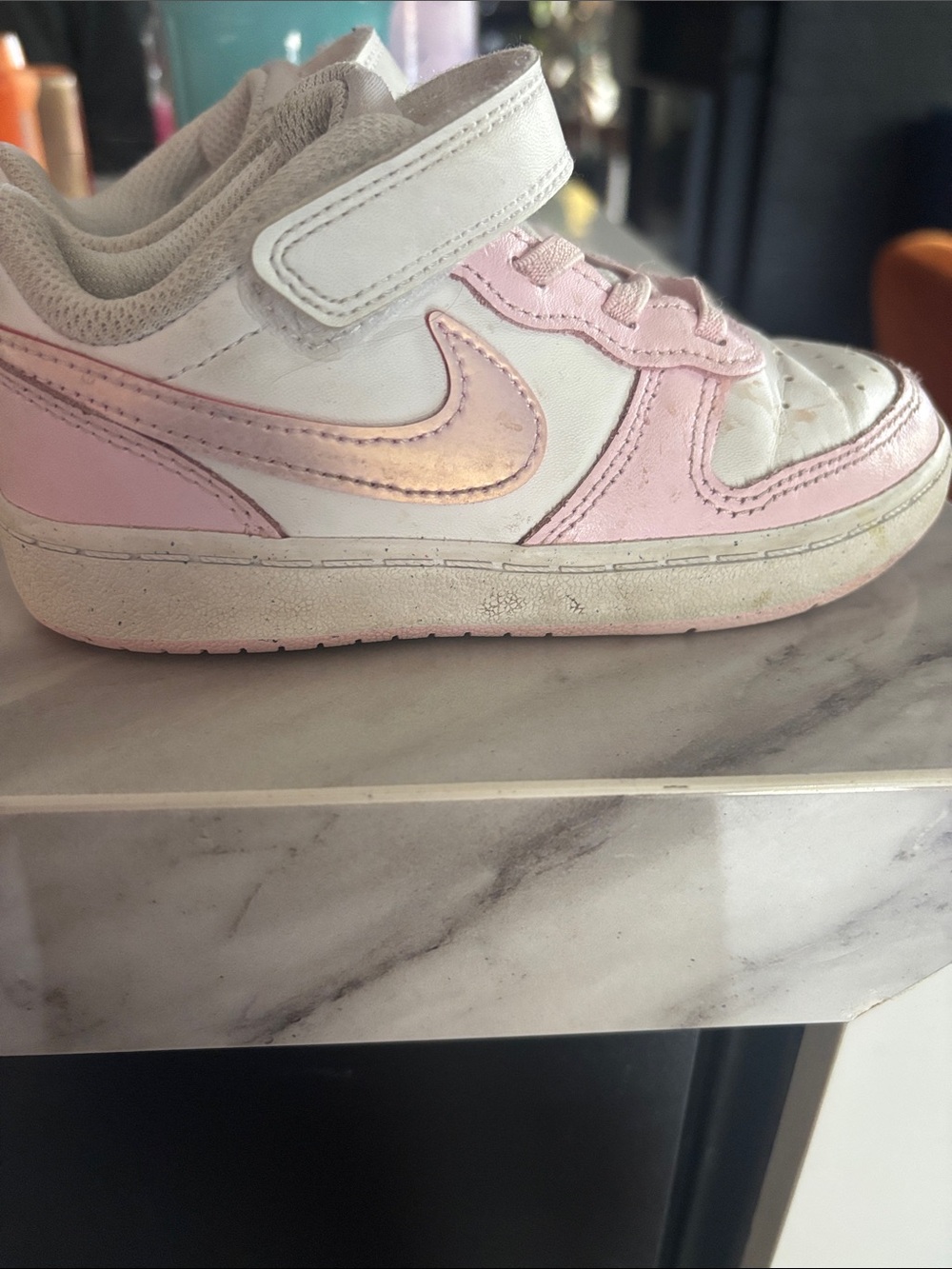 Nike Toddler White and Light Pink Velcro Sneakers